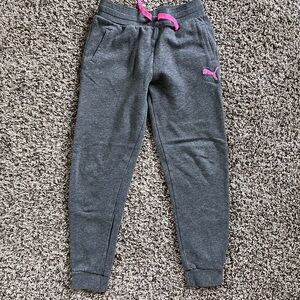 Puma Kids Charcoal Joggers with Pink Details – Sporty & Comfortable